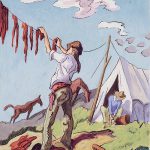 Thomas Hart Benton, Hanging Buffalo Meat to Dry, gouache, ink, 1945