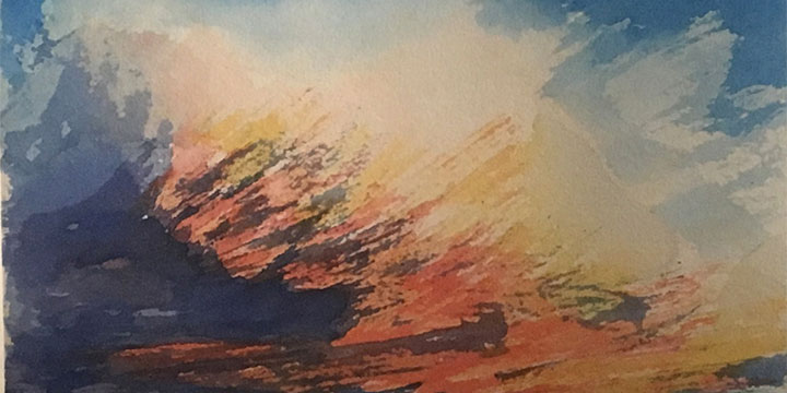 Ben Darling, Untitled (Big Haystack Mountain), watercolor, c. 2013-2014, 12½ × 15&times12;" framed