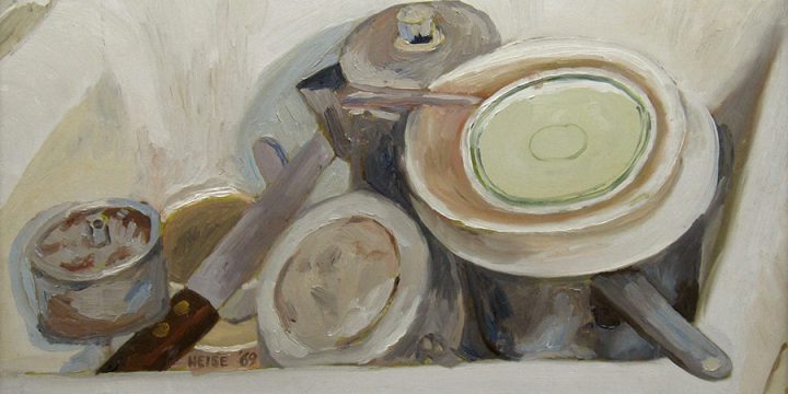Myron R. Heise, Dishes in Sink, oil on board, 1969