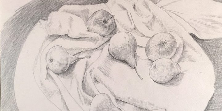 Myron R. Heise, Pears, graphite on paper, 1964