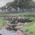 Robert F. Gilder, House and Stream, oil on board, n.d.