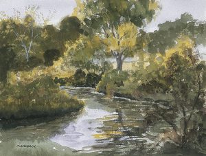 Miriam Worlock, Untitled (landscape), watercolor, n.d.