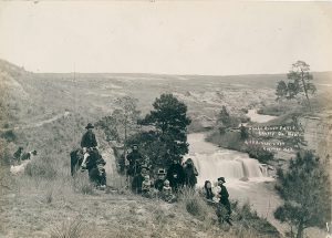 Solomon D. Butcher, Snake River Falls, Cherry County, southwest of Valentine, Nebraska c. 1900, black & white photograph