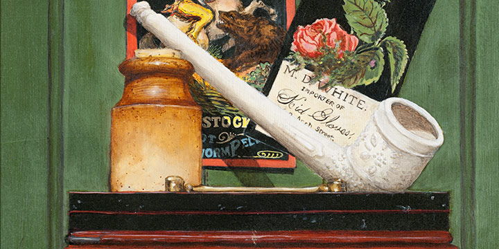 Bill Coulter, Still Life with Clay Pipe, oil on panel, 2010