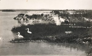 Solomon D. Butcher, Scene on Middle Loup (River) near Sargent, Neb. - “Shoot Bill or give Dad the gun” - postcard with original black & white photograph c. 1908