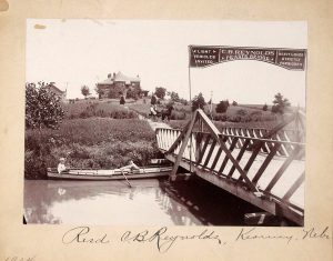 Solomon D. Butcher, C. B. Reynolds Private Bridge leading to the Reynold's residence. Kearney, Nebraska 1904, black & white photograph, 1904