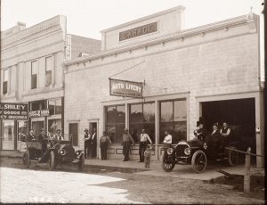 "Auto Livery" of G. W. Parr, dealer in Overland Automobiles. Merna, Custer County, Nebraska, c. 1910