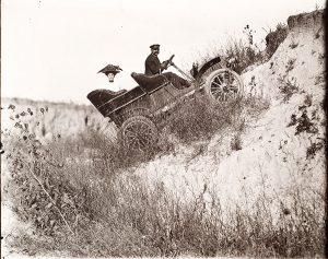 Solomon D. Butcher, Dr. Kirby's new car, near Kearney, Buffalo County, Nebraska, 1911, black & white photograph (from glass plate negative in the Nebraska State Historical Society Collection) c. 1982-1984