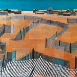 Myra Biggerstaff, Fire Island Checkerboard (also titled Fire Island), collage, watercolor, n.d.