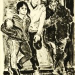 Robert Weaver, Three Figures (Robert Weaver, Ed Hogan, Samina Quraeshi at Kansas City Art Institute), lithograph (artist’s proof), 1966