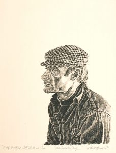 Robert Weaver, Self-Portrait with Checkered Cap, lithograph (dedication proof-white background), 1971