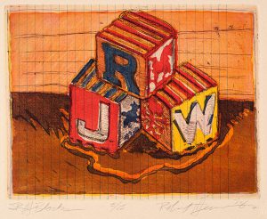 Robert Weaver, Johnnie’s Toys - JRW Blocks, four-color etching (5/15), 1982