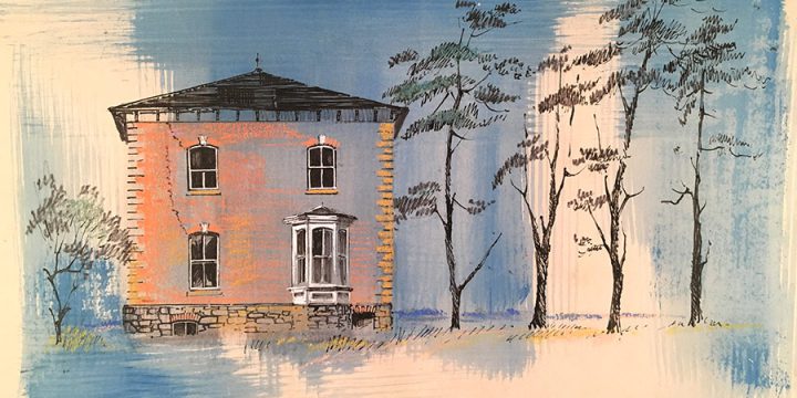 Patrick Horsbrugh, Dead House 2, Brownville, Nebraska, ink, pastel, watercolor, 1962