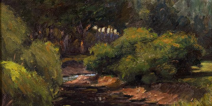 Lawton S Parker, Untitled (landscape), oil on masonite, n.d.
