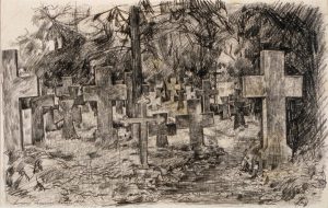 Leonard Thiessen, Graveyard of Teutonic Knights , litho crayon, 1934