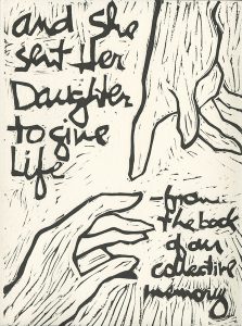 Jackie Eihausen, The Book of Bad Things-Volume 1, Women - And She Sent Her Daughter, artist book: linocut (1/4), 1998