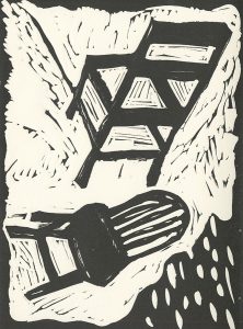 Susan Knight, The Book of Bad Things-Volume 1, Women - Sitting Through Life is a Bad Thing, artist book: linocut (1/4), 1998