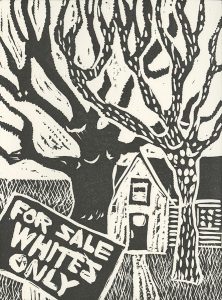 Linda Wooten-Green, The Book of Bad Things-Volume 3, Society - Whites Only, artist book: linocut (1/4), 1998
