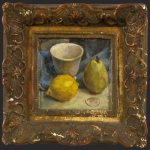 Leonard Thiesen, Still Life (pear, cup, lemon), oil, n.d.