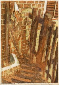 Leonard Thiessen, Poislands, Worcs, engraving, wood block (artist's proof), 1949