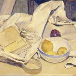 Leonard Thiessen, Still Life (with lemons and book), oil on board, 1936