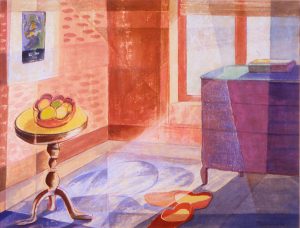 Myra Biggerstaff, Red Shoes, watercolor, pastel, c. 1966