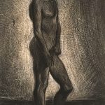 Leonard Thiessen, Untitled (male nude sketch), scratchboard, graphite, 1937, 2002.15.04