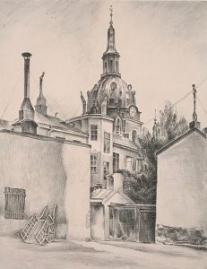 Leonard Thiessen, Katerinakyrkan, Stockholm, lithograph (4/33), 1938