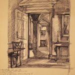 Leonard Thiessen, Interior, the White Lodge, Richmond Park, Surrey, felt tip pen, n.d.