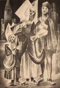 Leonard Thiessen, Untitled (cubist figures), lithograph (A/P), c. 1951