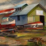 Leonard Thiessen, Tarpon Springs, Florida - Dockyard, oil on canvas, 1948 1989.38