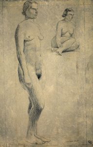 Leonard Thiessen, Sgraffitto Drawing (female nude), sgraffitto, 1937
