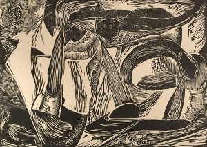 Leonard Thiessen, Untitled (abstract), engraving, linoleum block (proof), n.d.