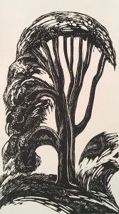 Leonard Thiessen, Untitled (tree), engraving, linoleum block (proof), n.d.