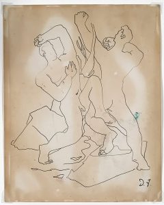 Emery Abraham (Donald) Forbes, Two Men Fighting , ink, n.d.