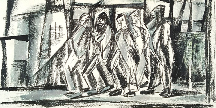 Freda Spaulding, Departure, watercolor, n.d.