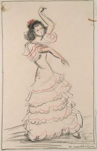Freda Spaulding, Untitled (girl dancing), crayon, n.d.