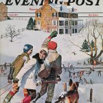 John Falter, The Saturday Evening Post Ice Skating in the Country, Winter 1971, magazine cover, 1971