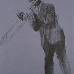 John Falter, Jazz Drawing, #3 - Vic Dickenson, pencil, n.d.