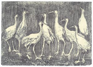Rudy Pozzatti, Darwin’s Bestiary - Whooping Cranes, artist's book: lithograph (79/191), 1985-1986