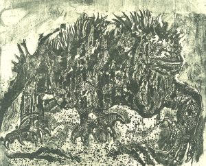 Rudy Pozzatti,Darwin’s Bestiary - Iguana, artist's book: lithograph (79/191), 1985-1986