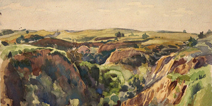 Donald Boe, Western Nebraska, watercolor, 1942?