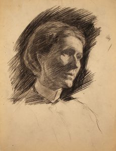 Grant Reynard, Untitled (unfinished sketch of woman), conte crayon, n.d.