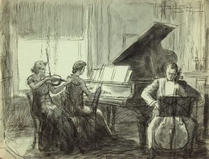 Grant Reynard, Norfleet Trio, Peterborough, New Hampshire Sketch #2, ink, n.d.
