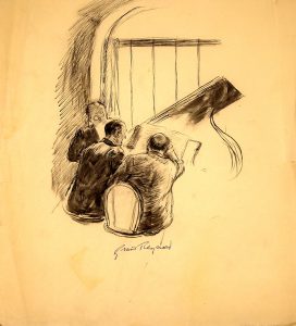 Grant Reynard, Untitled (composers at the piano), ink, n.d.