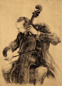 Grant Reynard, Toscanini (full figure), ink, watercolor, 1938