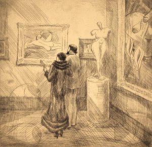 Grant Reynard, At an Exhibition, etching (early state), n.d.