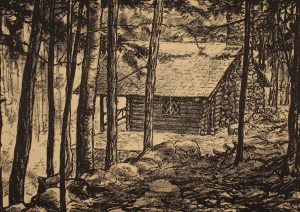 Grant Reynard, MacDowell’s Cabin-To Grace Palmer, 1935, lithograph, n.d.