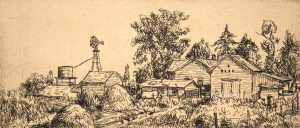 Grant Reynard, Nebraska Farm, etching, n.d.