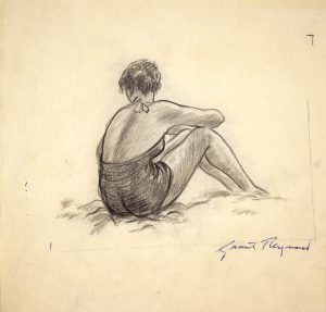 Grant Reynard, The Beach, (Study of female figure), graphite, c. 1936